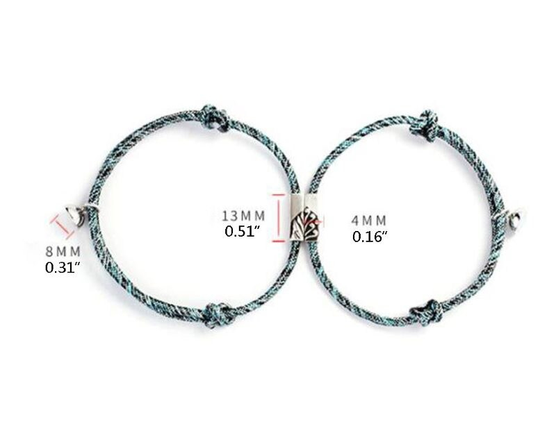 ANGELADY 2Pcs/set Friendship Rope Braided Distance Couple Magnetic Bracelet Kit Lover Jewelry